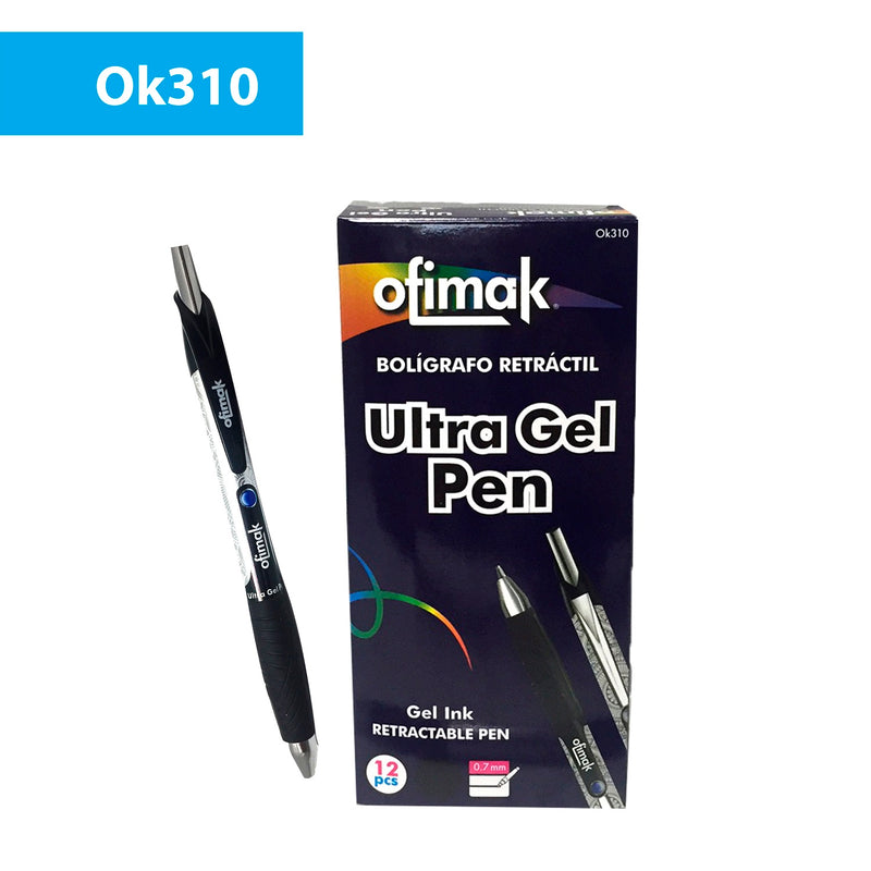 Caja de bolígrafos de gel, color negro, marca Ofimak