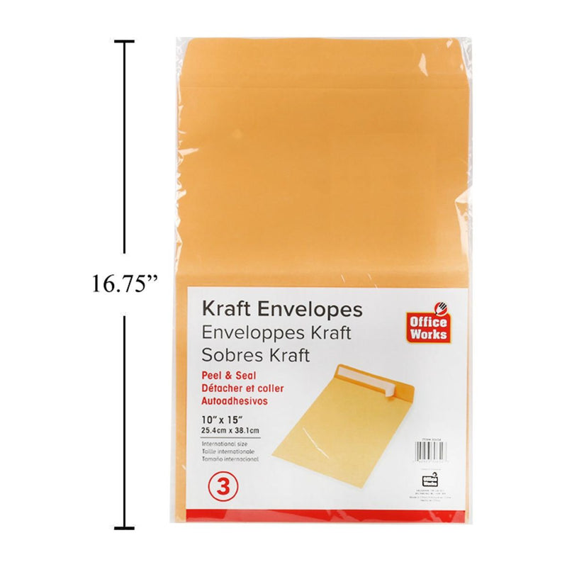 Sobres Kraft de 4 piezas, despegar y sellar, 10 x 15 ", lbl