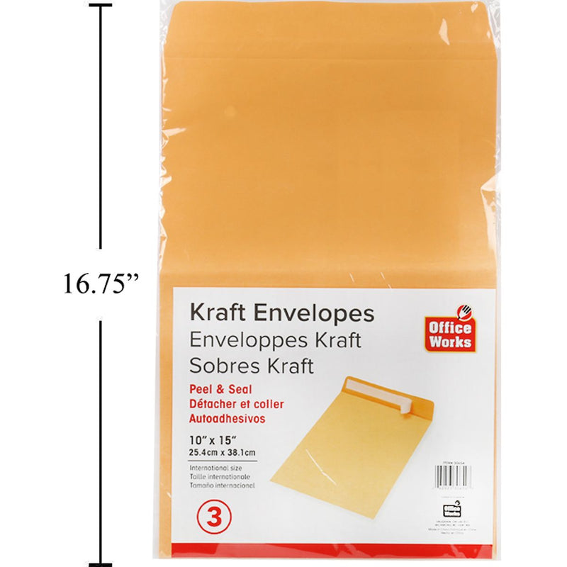 Sobres Kraft de 4 piezas, despegar y sellar, 10 x 15 ", lbl