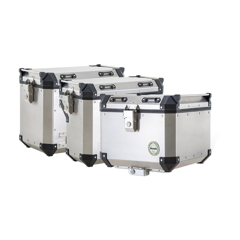 Kit de 3 Cajas EVO de 58L , Top Case y 2 Side Cases modelo EVO Benelli para TRK502X Color Aluminio