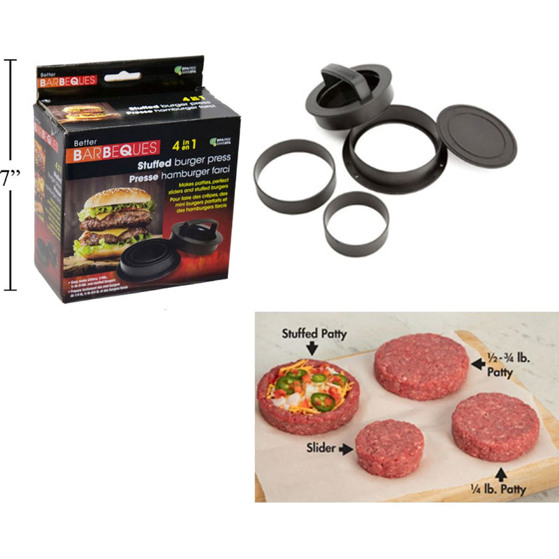 Prensa molde de hamburguesas rellena 4 en 1 BBQ