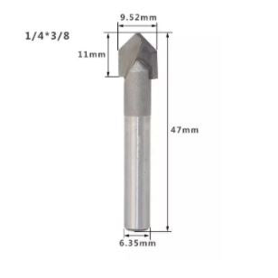 Punta de router V 90 grados 1/4*3/8". Vastago de 1/4"