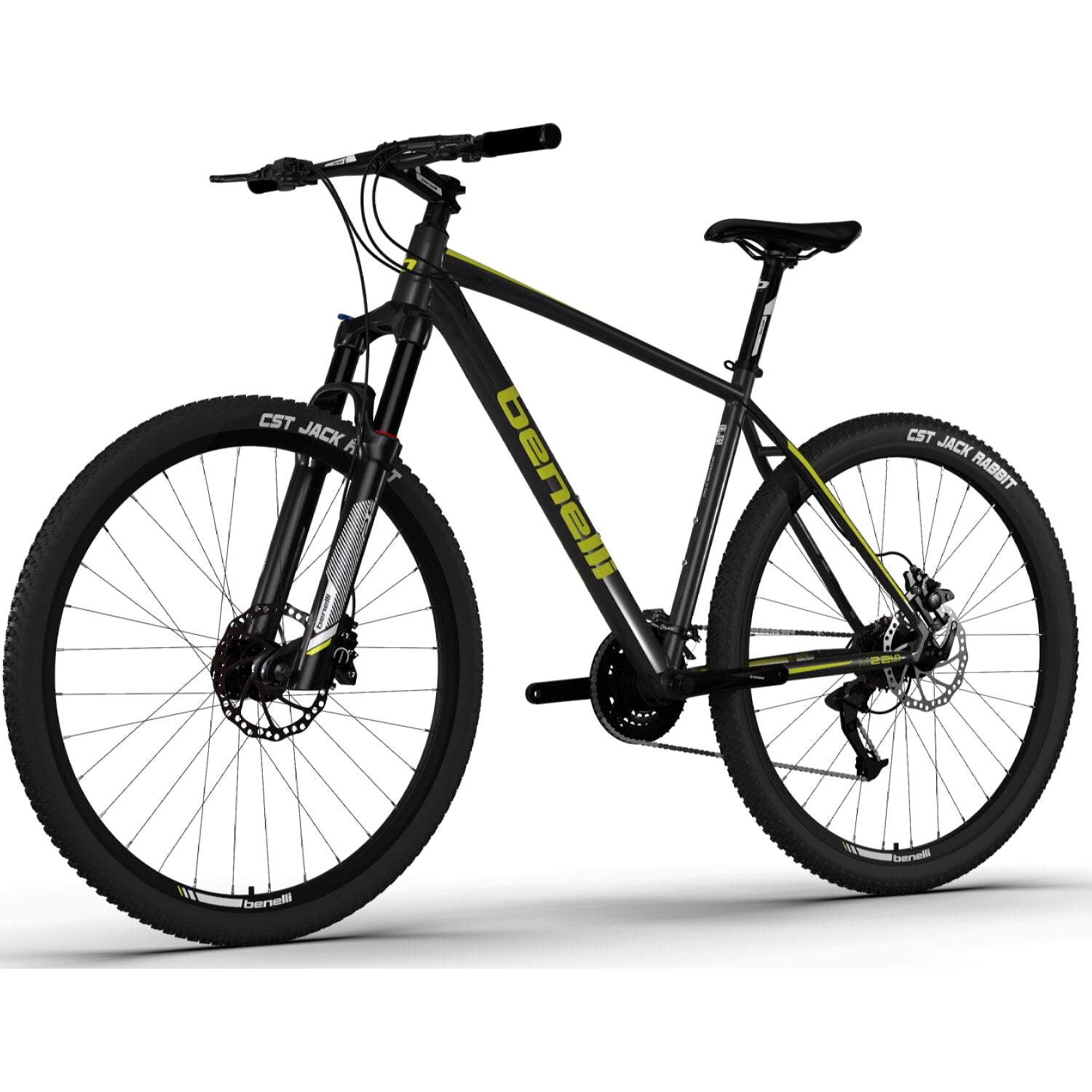 Bicicleta montañera de aluminio, rin 29 MTB Benelli. Color Gris / Amarillo, talla L