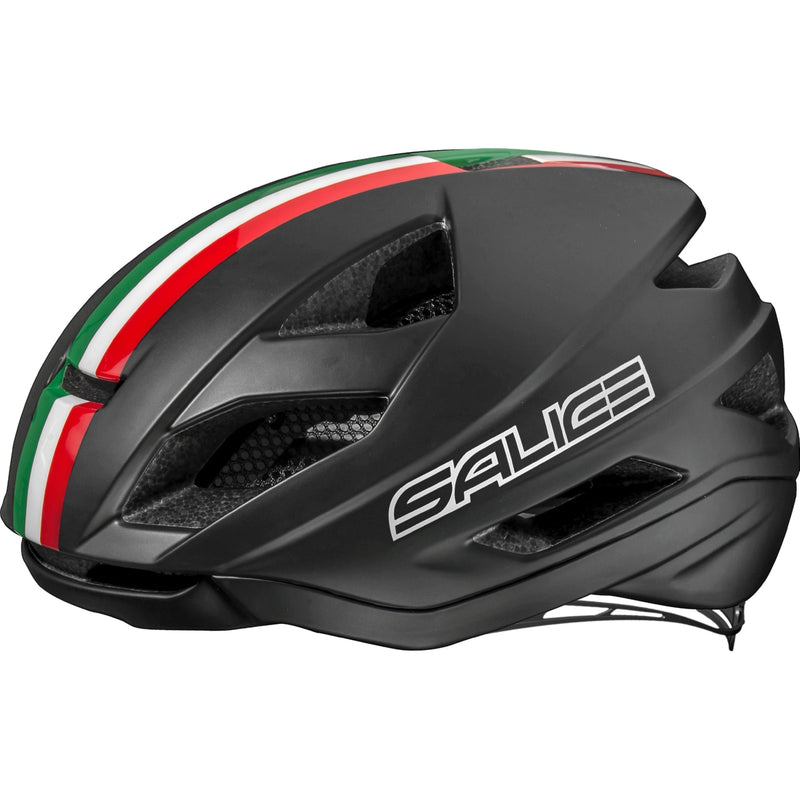 Casco Salice Levante Italiano para ciclismo de carretera. Color negro, talla S/M