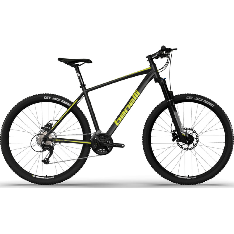 Bicicleta montañera de aluminio, rin 29 MTB Benelli. Color Gris / Amarillo, talla L