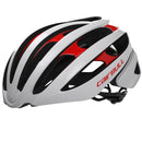 Casco aerodinámico para ciclismo de ruta. Color blanco / rojo, talla M