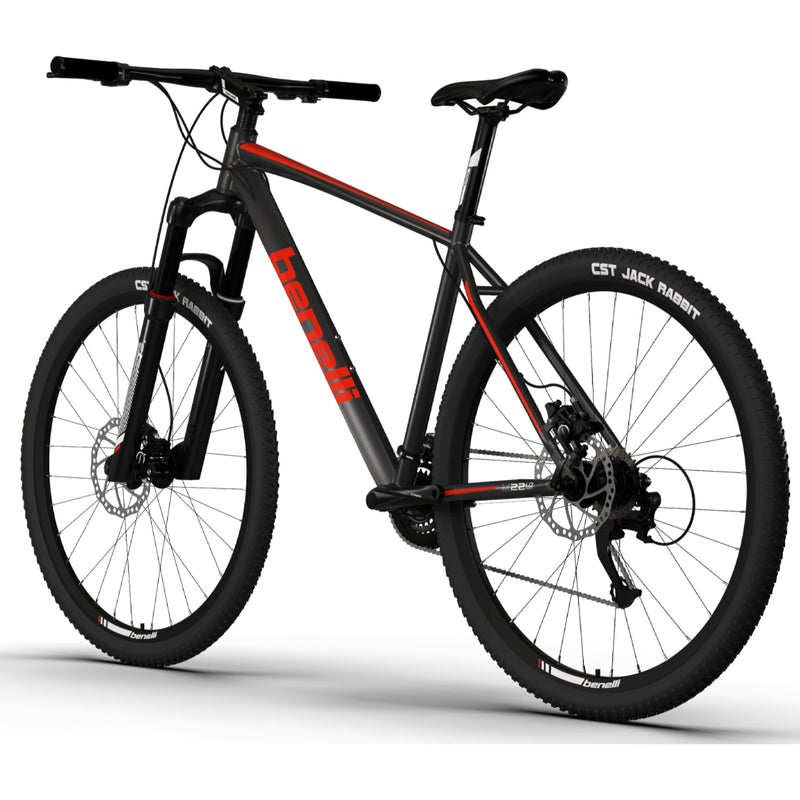 Bicicleta montañera de aluminio, rin 29 MTB Benelli. Color Gris / Rojo, talla M
