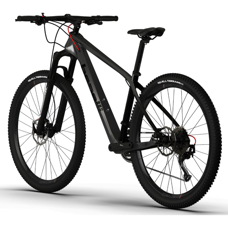 Bicicleta montañera de fibra de carbono, rin 29 MTB Benelli. Color Gris / Negro, talla M