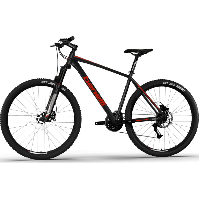 Bicicleta montañera de aluminio, rin 29 MTB Benelli. Color Gris / Rojo, talla M