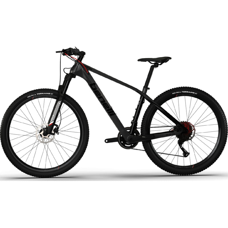 Bicicleta montañera de fibra de carbono, rin 29 MTB Benelli. Color Gris / Negro, talla M