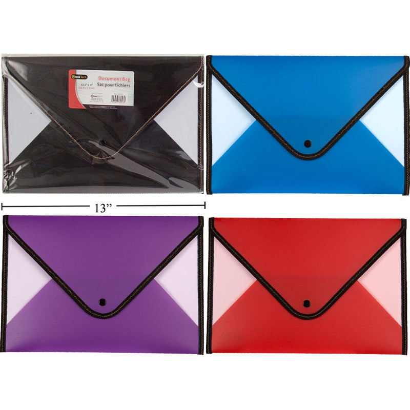 Bolsa plástico para documentos Tam. carta solapa abotonada (1pza)(colores variados al azar)