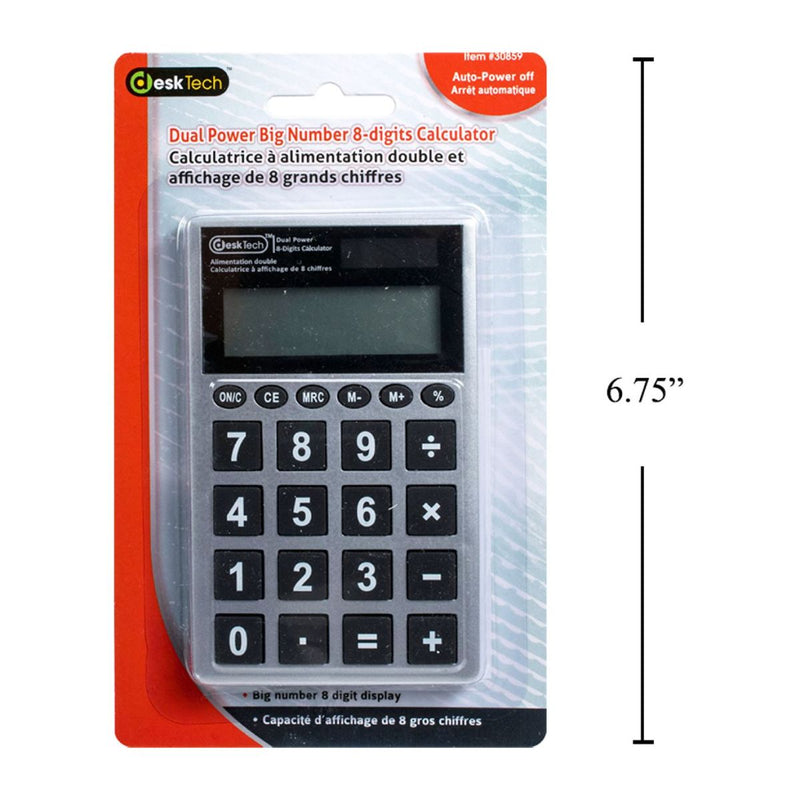 Calculadora de 8 dígitos con números grandes y doble potencia de Desk Tech