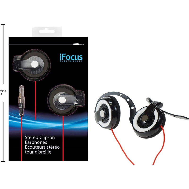iFocus, auriculares estéreo con clip, 2 colores, bandeja de pvc colgante + funda