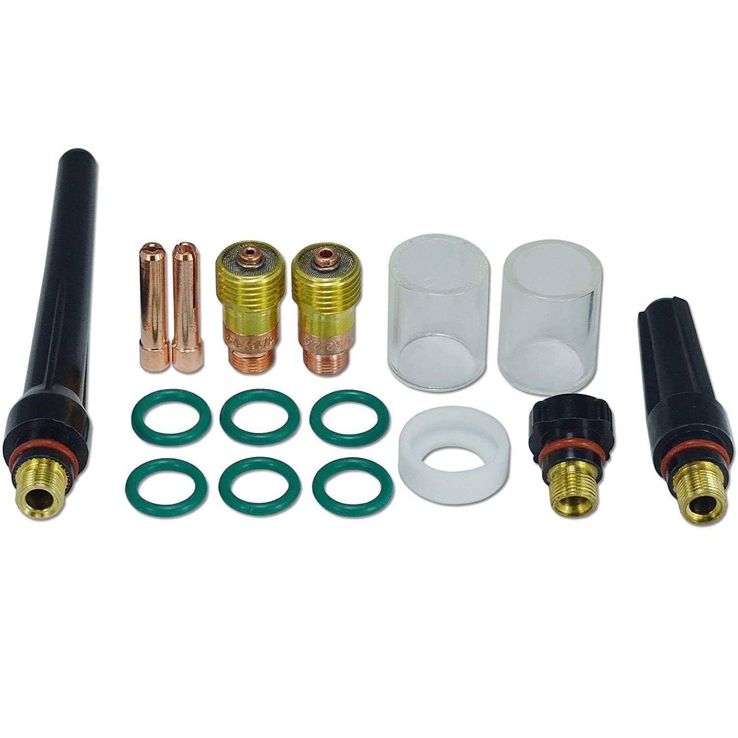 Kit de difusores de gas lens transparentes para soldadura tig antorcha WP 17/18/26 (kit 16 piezas)