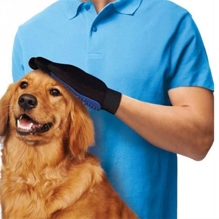 Guante para aseo de mascotas, ajustable. Color Azul.