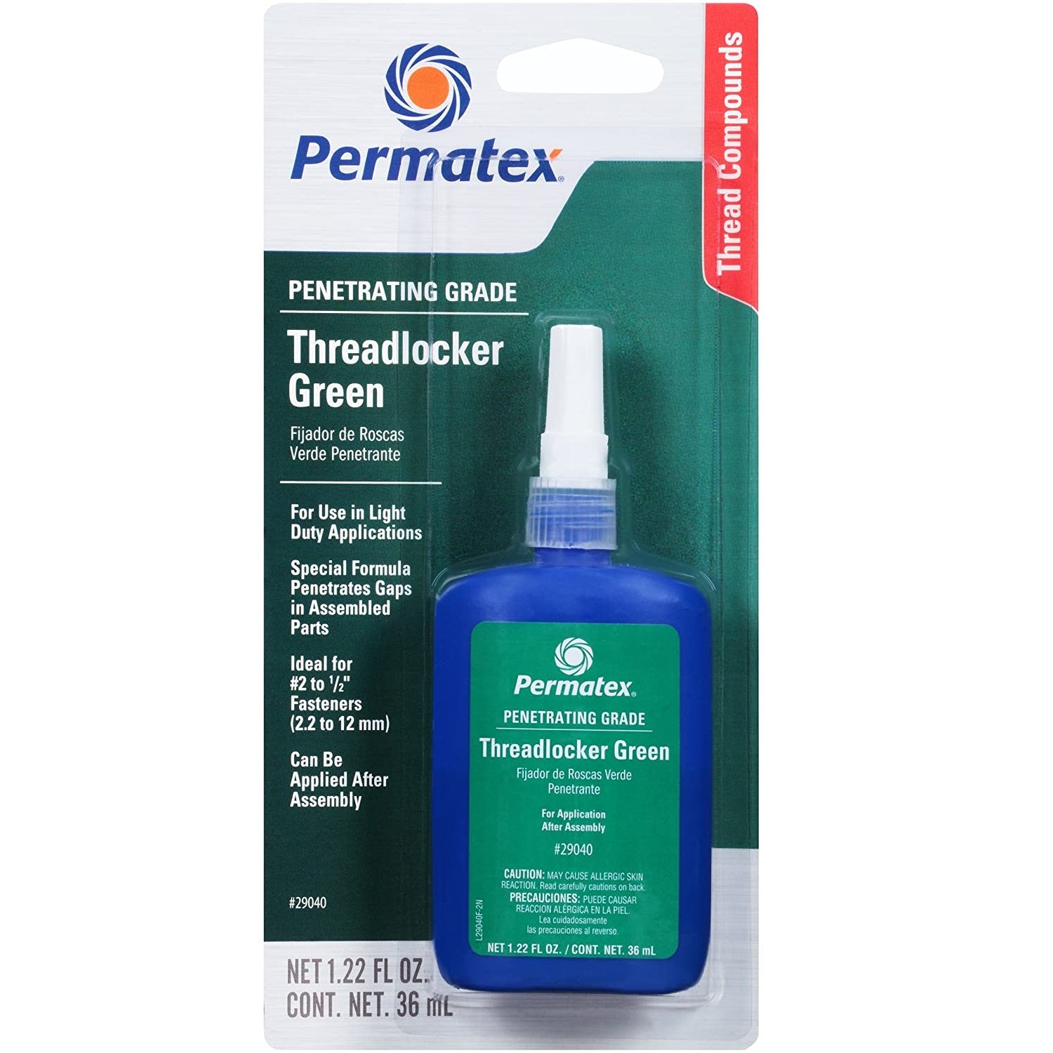 Fijador de roscas penetrante Verde Permatex 36 ml.