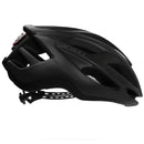 Casco con luz trasera (recargable) para ciclismo de ruta o montaña. Color negro mate, talla M/L