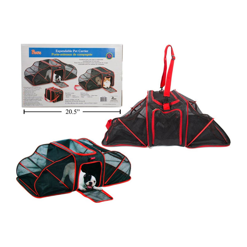 Bolso Porta mascotas expandible, Negro/Rojo, Caja a Color