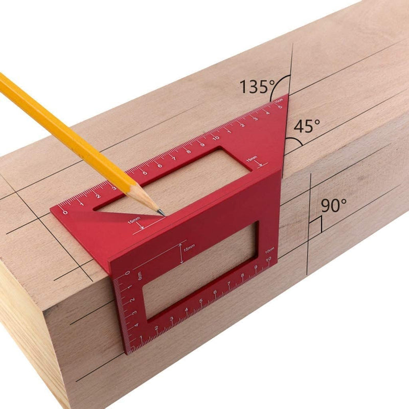 Regla aluminio de ángulo 45 y 90 grados, tipo escuadra para carpintería.