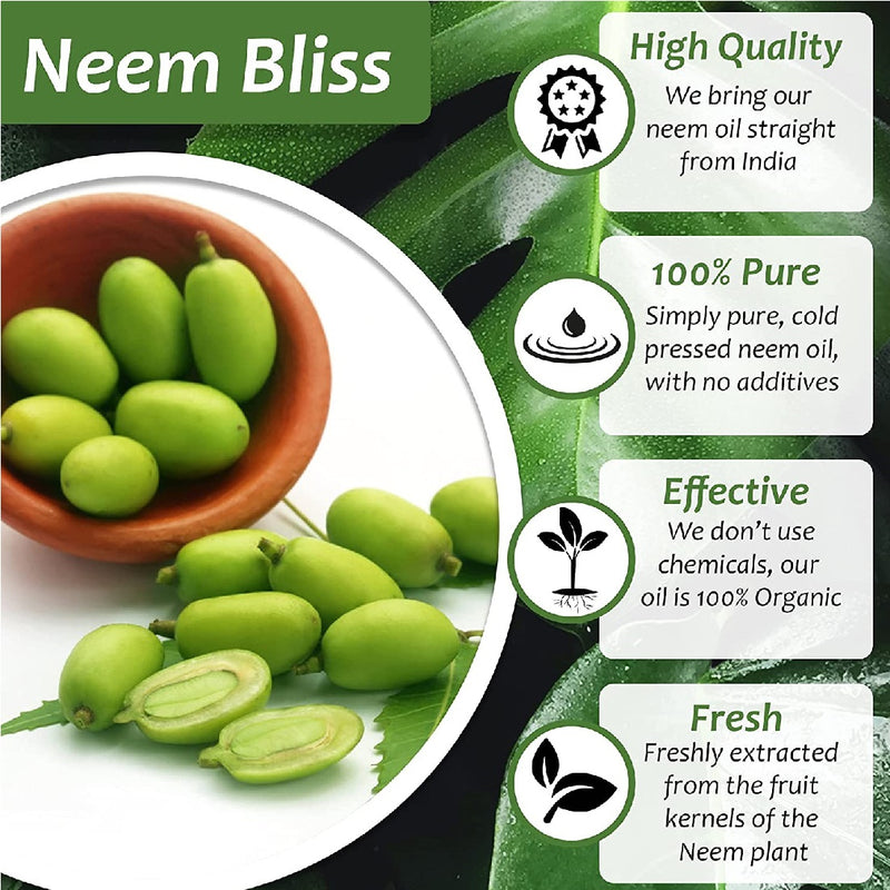 Aceite de neem 100% puro, organico, para plantas, prensando en frio. 32oz 1 litro