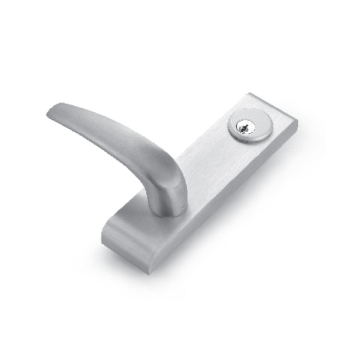 Manija con cilindro para puerta compatible con barra antipanico US070. Acabado silver (Trae 2 llaves