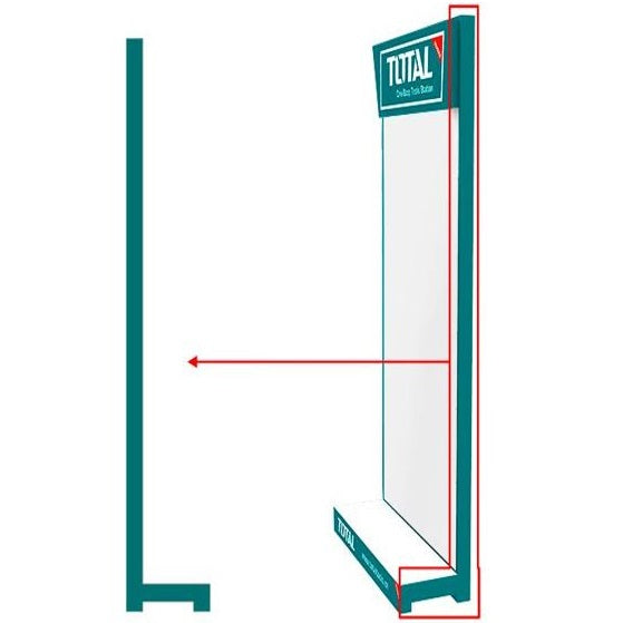 Soporte Lateral para Exhibidor TOTAL  Tamaño: 380 mm x 60 mm x 2200 mm