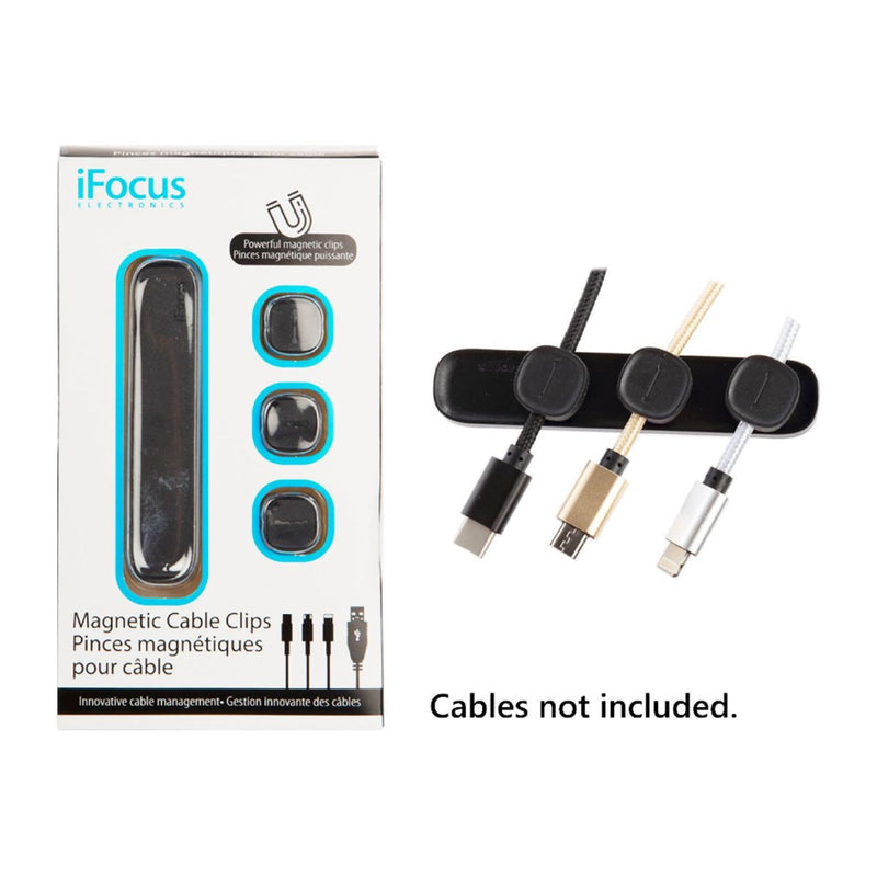 iFocus, clip magnético organizador para cable de 3 piezas, negro, cbx