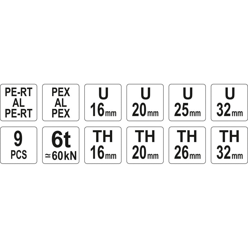 Alicates de prensado manual  PEX/AL/PEX TH TYPE: 16,20,26,32 U TYPE: 16,20,25,32