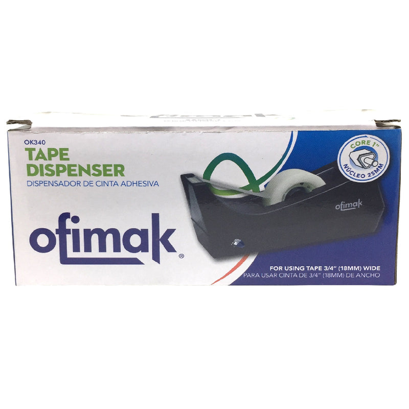 Dispensador de cinta adhesiva ¾, color negro, marca Ofimak