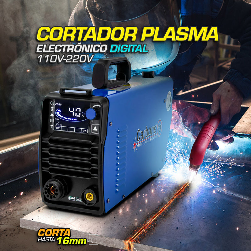 Plasma cortador CUT40 electronico digital (Corta hasta 16 mm en acero) 110/220V monofasico