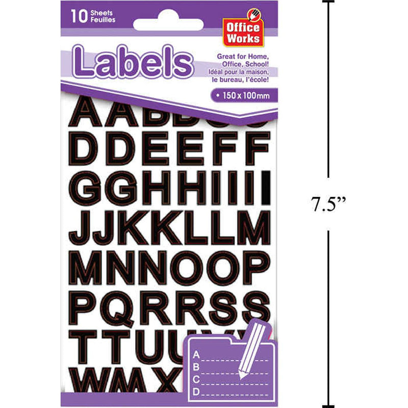 Etiquetas stickers adhesivos de ltras alfabeto negras 10 pzas