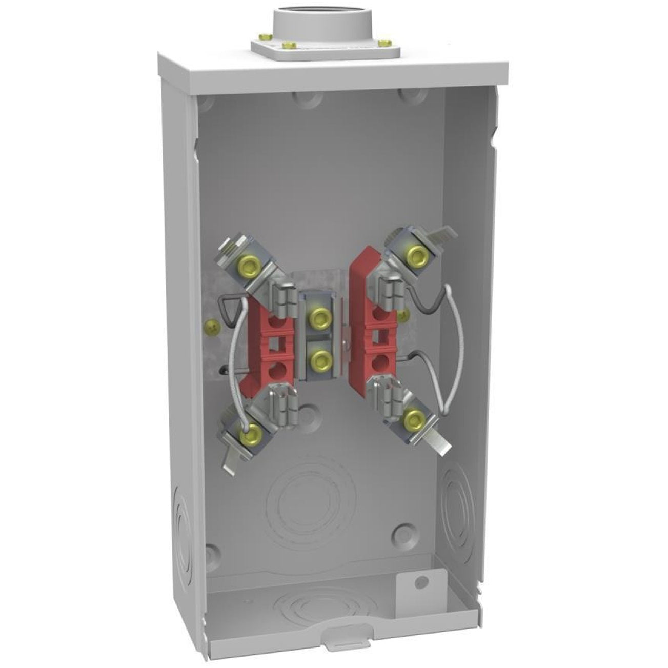 Base Cuadrada para Medidor de Energia. Monofasico. Capacidad Total 200Amp. Para 5 Hilos.