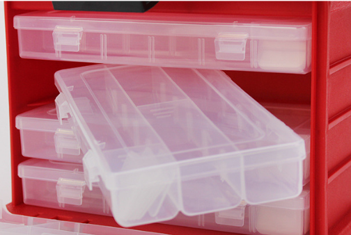 Caja almacenamiento roja para accesorios de pesca