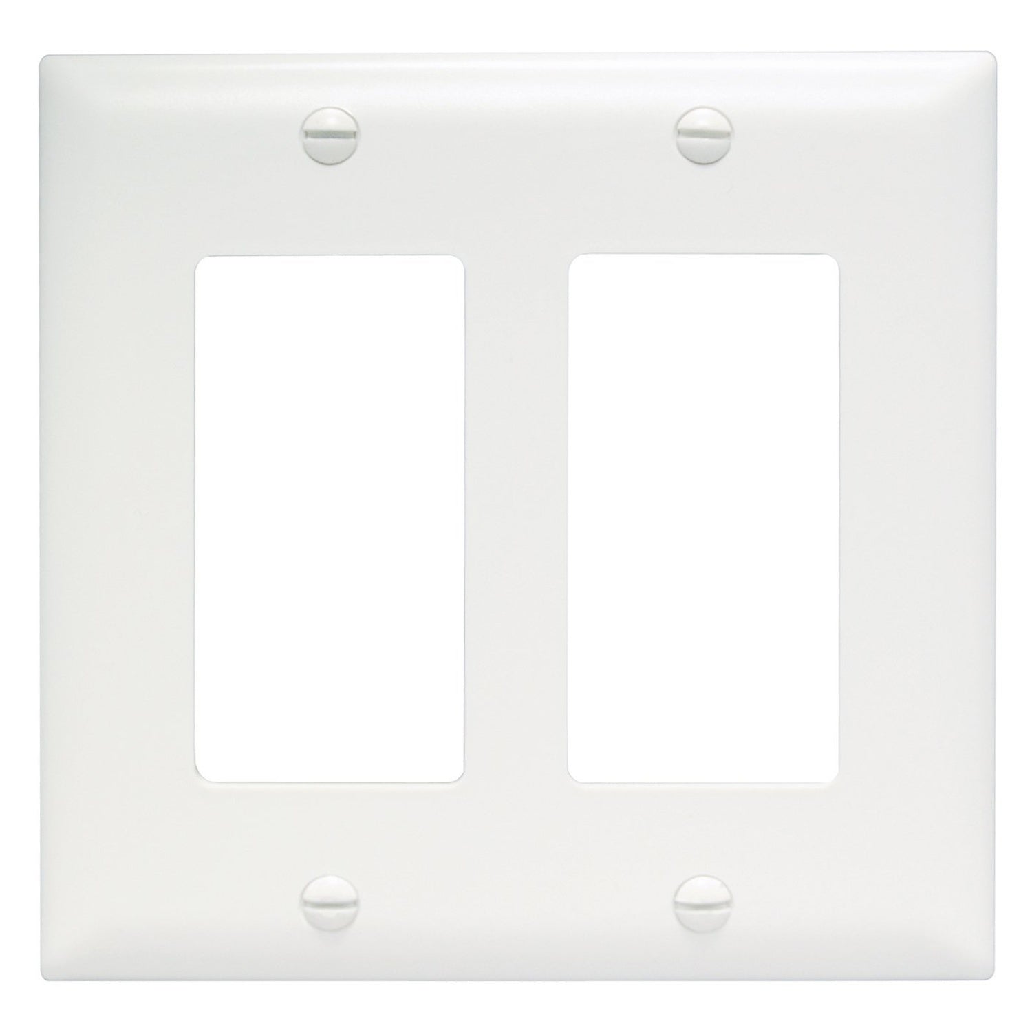 Tapa Plastica para Interruptor Doble Linea Decorativa. Incluye Tornillos Metalicos. Color Blanco.