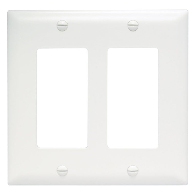 Tapa Plastica para Interruptor Doble Linea Decorativa. Incluye Tornillos Metalicos. Color Blanco.