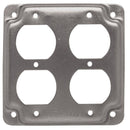 Tapa Metalica para Cajilla de 4x4 con Hueco para 2 Tomacorrientes Dobles. No incluye Tornillos.