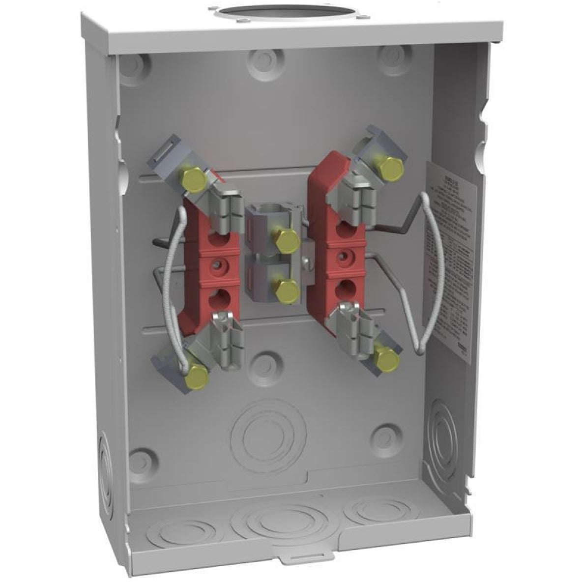 Base Cuadrada para Medidor de Energia. Monofasico. Capacidad Total 125Amp. Para 4 Hilos.