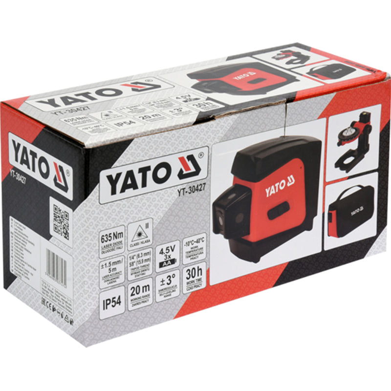 Yato Nivel laser de 5 puntos. Contiene 3 baterias AA de larga duracion.