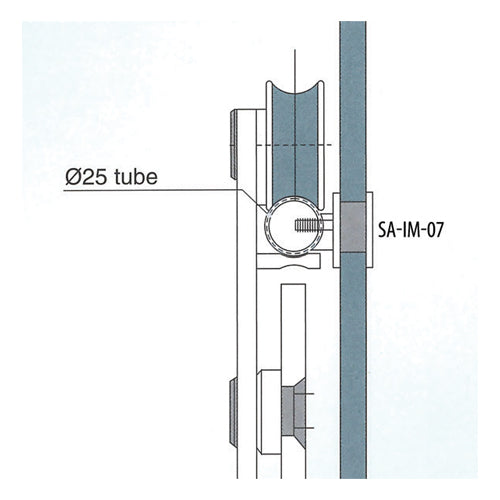 Soporte vidrio tubo para rodaja slider con pin (para usar con rodajas S34IM). Acabado Satin SS304