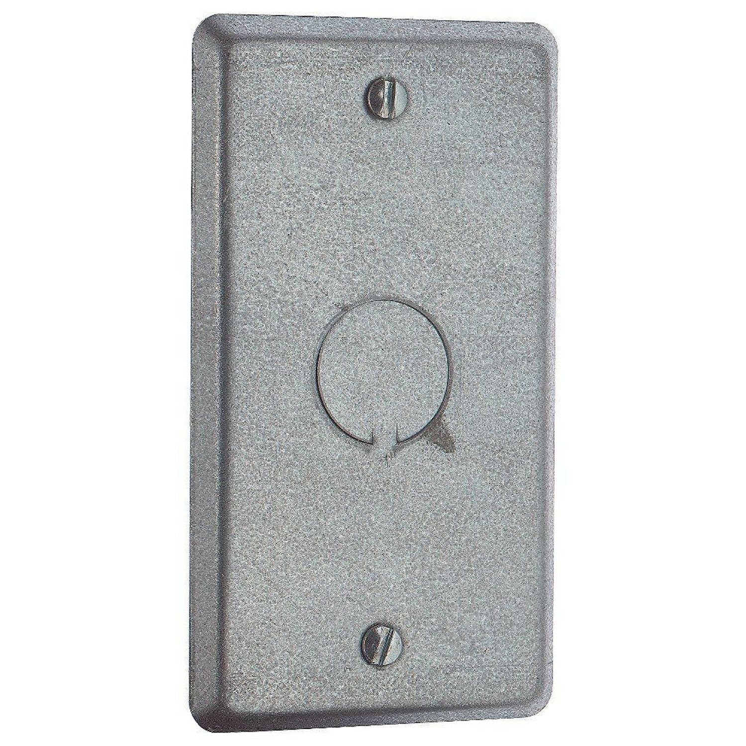 Tapa Metalica Ciega con Hueco de 1/2 para Cajilla de 4x2. No incluye Tornillos. Acero Galvanizado.