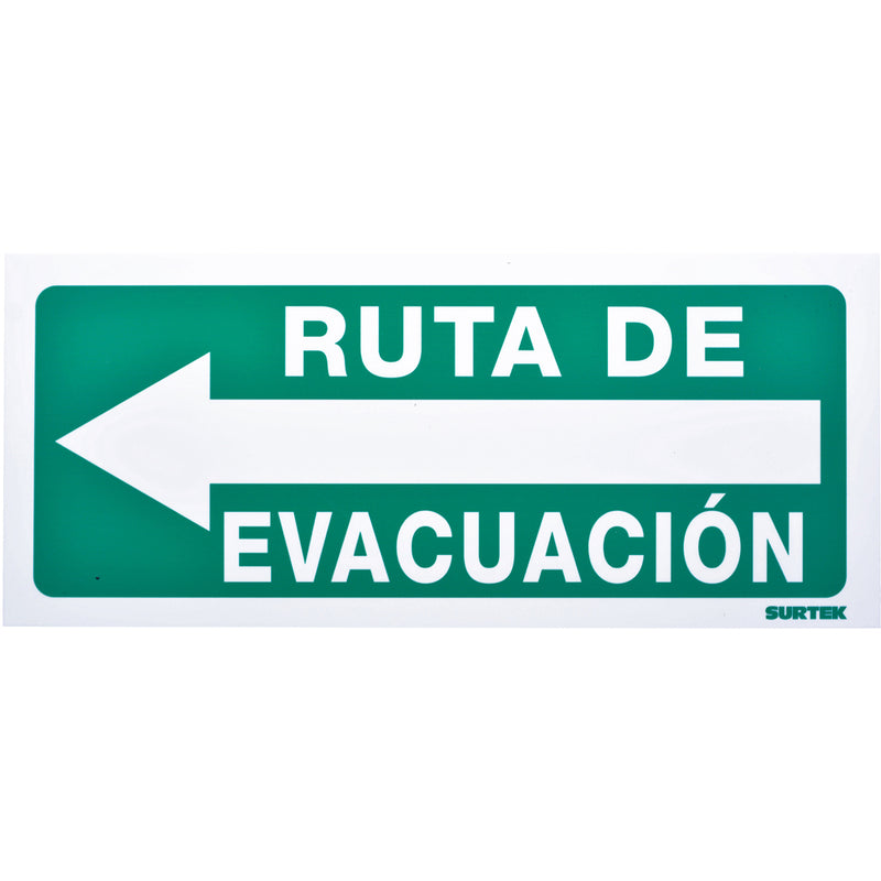 Letrero "Ruta de evacuación" izq. Surtek
