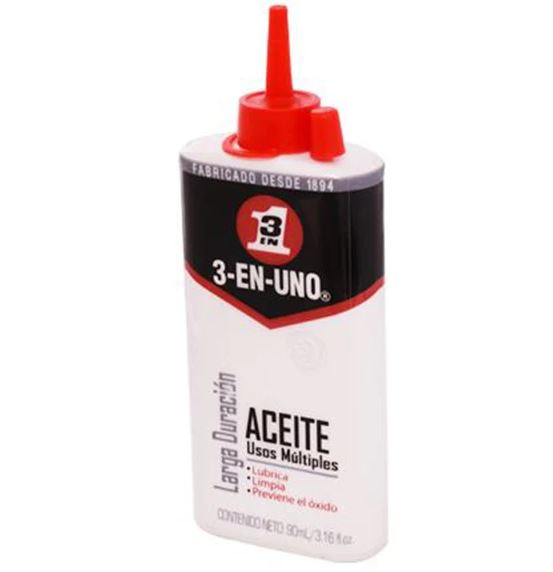 Aceite lubricante 3 en 1. Multiproposito. (3 onzas). Para piezas moviles. Previene el oxido