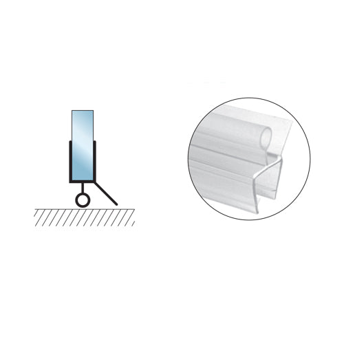 Burlete para piso de puerta de ducha para vidrio 10 mm, 2130 mm de largo.