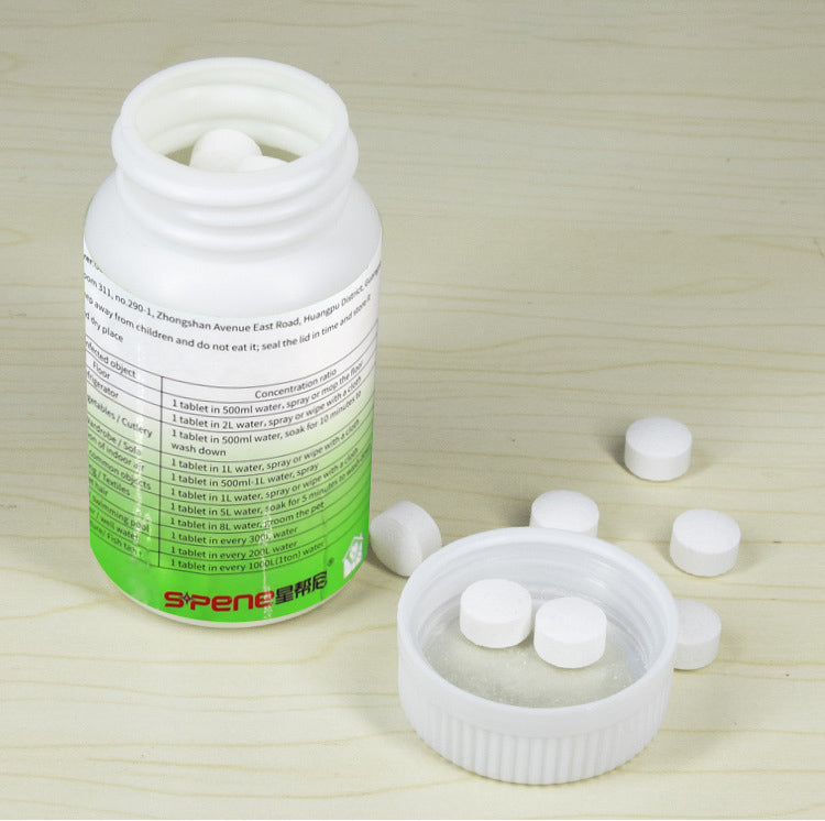 Desinfectante dióxido de cloro 100 tabletas efervescentes. Usado en pistolas de nebulizacion en frio