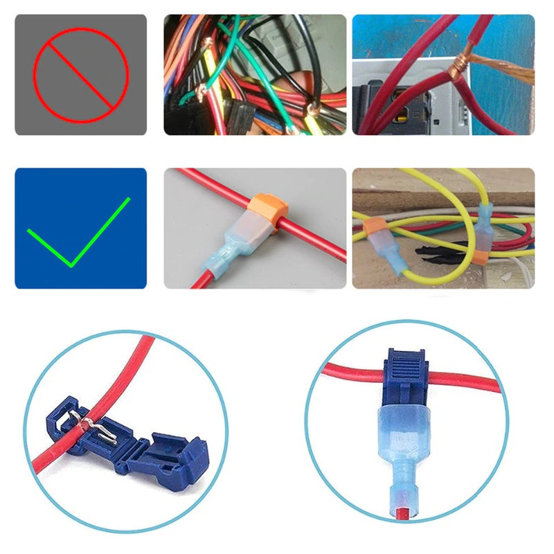Conectores de cable electricos en T de empalme rapido Juego de 18 Piezas