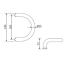 Tirador semicircular para puertas de vidrio o de aluminio. Distancia entre ejes 305 mm