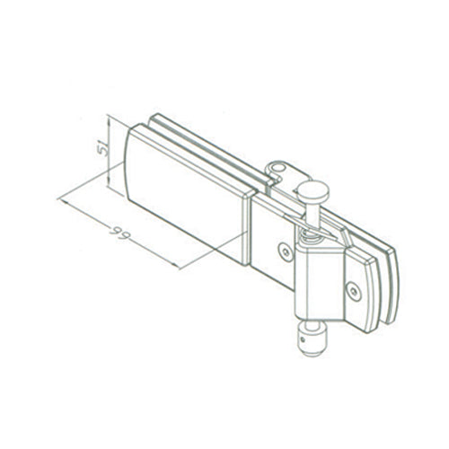 Bisagra inferior Derecha(R) con pin retractil para sistema plegable. Satin.Vidrio 10-12 mm