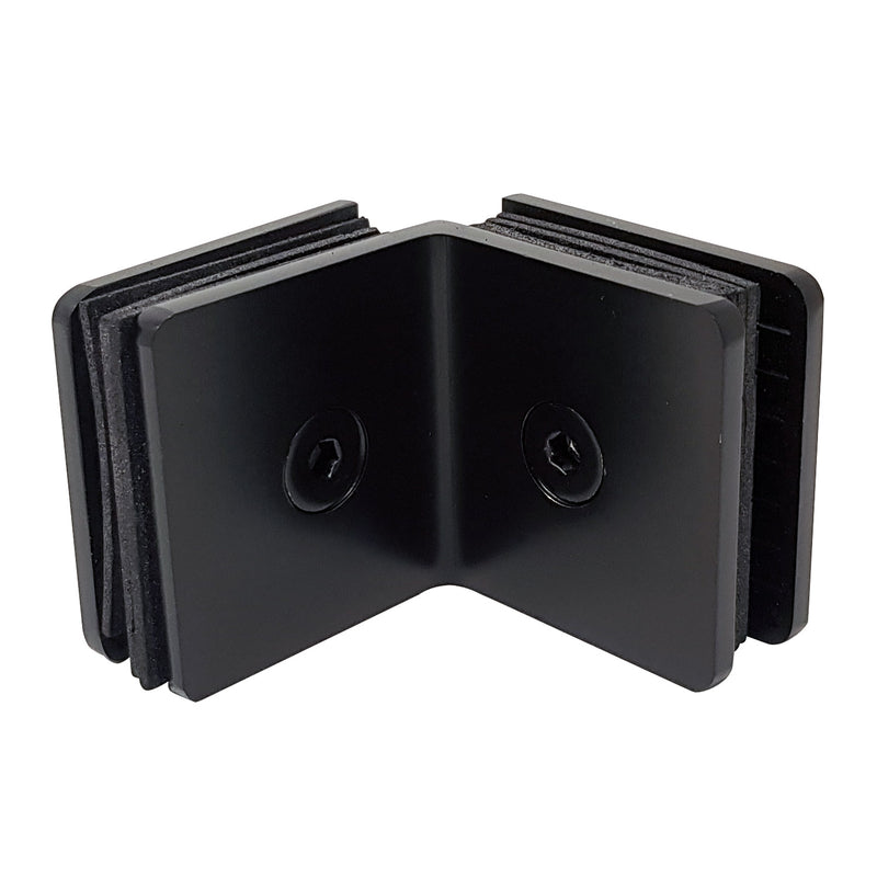 Conector Vidrio- Vidrio 90 grados Color negro. Bronce alta calidad.