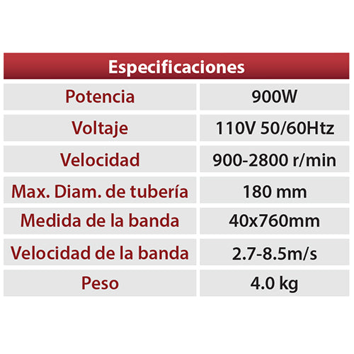 Pulidora de banda para tubos redondos 110V 60 htz Velocidad variable para bandas de 40*760mm