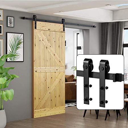 Kit de herrajes para puertas corredizas de madera de montaje lateral en forma de J